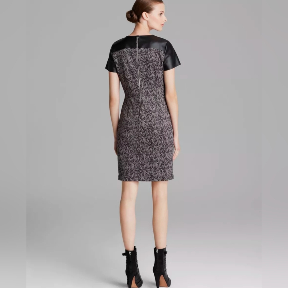 ✴️🪡🧵NEEDS LOVE MICHAEL KORS Faux Leather Yoke Short Sleeve Sheath Dress - 2 - Picture 8 of 16